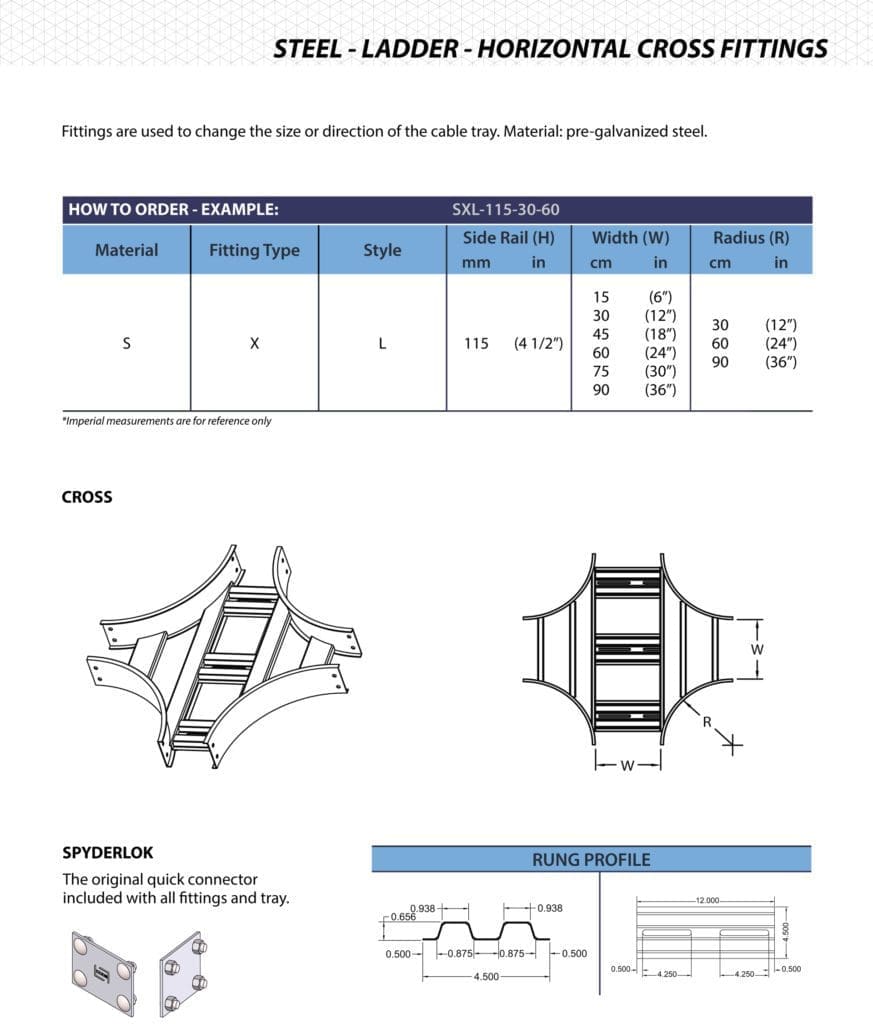 Horizontal Cross Fitting - Steel - Ladder - Code Electric